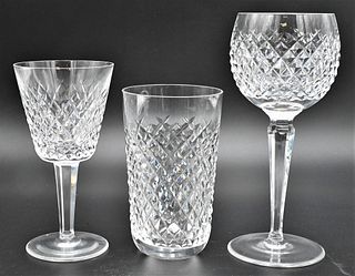 82 Piece Set of Waterford Glassware, "Alana" pattern, to include 28 tumblers, 12 red wine, 12 white wine, 17 tall water cups, 9 tall champagne, a deca