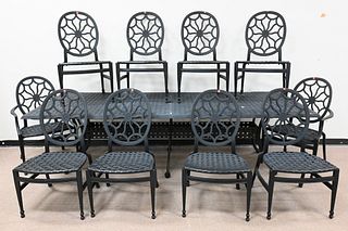 12 Piece Summer Home Classics Outdoor Aluminum Dining Set, to include 10 "Sheridan" chairs, along with a "double lattice" dining table, retail over $
