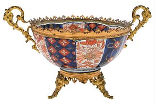Ormolu Mounted Imari Small Bowl, having scalloped rim with ormolu mounts, height 5 1/2 inches, diameter 6 inches.