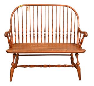 Hitchcock Windsor Style Bench, height 40 inches, length 44 inches.