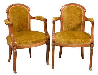 Pair of French Empire Style Armchairs, 20th century.