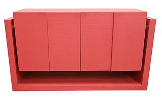 Post Modern Sideboard, having four doors opening to shelving, height 42 inches, width 72 1/4 inches, depth 18 1/4".