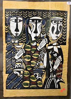 Sadao Watanabe (Japan, 1913 - 1996), mixed media, abstract figures, 1969, edition 32/50, signed and dated lower right, numbered lower left, sheet size