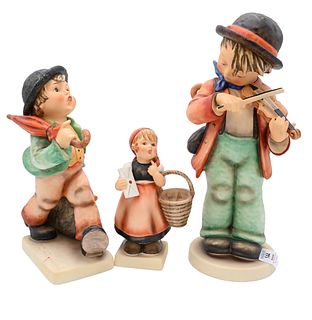 Two Large Goebel Hummels, to include Merry Wanderer, height 10 inches; and Violin Boy, height 13 1/2 inches. Provenance: Collections of Norma Reilly, 
