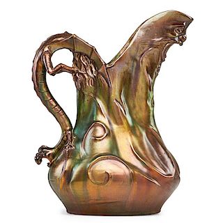 JEROME MASSIER Rare pitcher with dragon