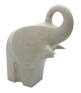 Masatoyo Kishi Kuki Carved Stone Sculpture, figural elephant, height 16 inches.