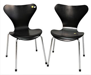Pair of Fritz Hansen Childs Size Side Chairs, designed by Arne Jacobsen, height 24 inches, seat height 13 inches.
