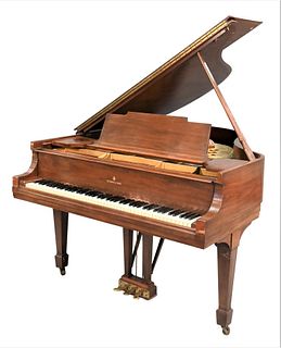 Steinway & Sons Mahogany Baby Grand Piano, number 277613, along with French style bench, (veneer chips, front edge and top with water stain), length 6