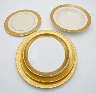 68 Piece Assembled Lenox and Bavaria Porcelain Dinnerware Set, having gold rim, to include 14 dinner plates, 8 luncheon plates, etc. Provenance: An es