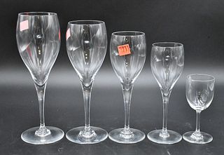 Set of 53 Baccarat Crystal Stems, to include 10 water goblets, 15 red wine, 13 white wine, 6 sherry, along with 9 sour glasses.