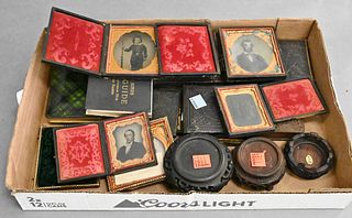 Tray Lot of Daguerreotypes and Ambrotypes. Provenance: Estate of Florence Yannios, Cheshire, CT.