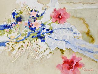 Alexander Ross (Scottish/American, 1908 - 1990), Blossoming Flowers, signed lower right, oil on canvas, 39 1/4" x 52". Provenance: An estate from Redd