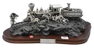 Michael Boyett Pewter Sculpture, Attack on the Iron Horse, limited edition sculpture, height 7 inches, length 25 1/2 inches. Provenance: Collections o