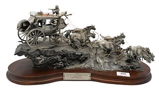 Michael Boyett Pewter Sculpture, Flat Out for Red River Station, limited edition, height 8 inches, width 17 inches. Provenance: Collections of Norma R