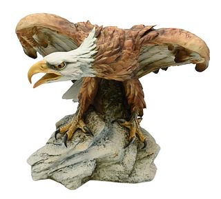 Giuseppe Tagliariol Tay Porcelain Model, American bald eagle, editioned and signed G. Tagliariol, height 12 1/2 inches. Provenance: Collections of Nor