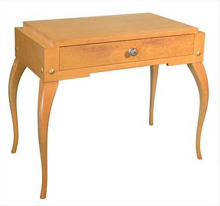 Post Modern Console, having burled veneer and one drawer, eight 32 inches, 37 1/2 inches, depth 19 3/4 inches.