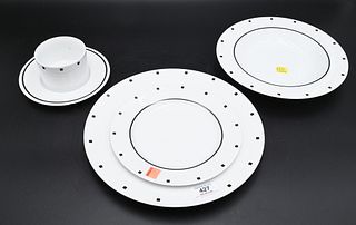 87 Piece Sasaki Set of China Dinnerware, to include 16 dinner plates, 14 salad plates, 16 soup bowls, 16 tea saucers, 16 tea cups, along with 9 servin