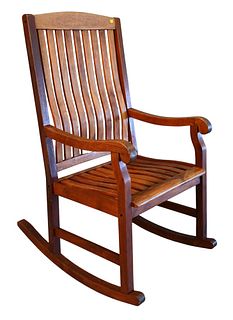 Teak Rocking Chair, height 45 inches, width 25 inches.