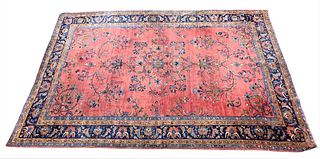 Sarouk Oriental Area Rug, 7' x 10' 5", (with wear and some damage).