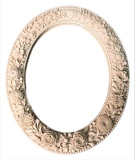 Belleek Floral Mirror Frame, early black mark on back, 13" x 17". Provenance: Collections of Norma Reilly, New Jersey.