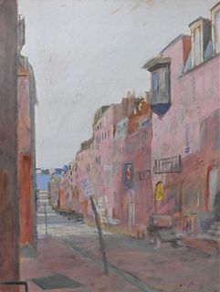Alexis Paul Harapoff (1904 - 1948), street scene, gouache, signed lower right, 31 1/2" x 25 1/2".