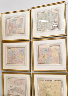 Six Atlas of New York and Vicinity, hand colored engraved map including Southeast, Unionport/Westchester, North Castle, Carmel, Wood Lawn Cemetery, an