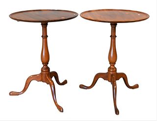 Pair of Margolis Custom Mahogany Candle Stands, having dished tops, height 26 inches, diameter 20 inches.