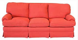 Brunschwig & Fils Saratoga Collection Upholstered Custom Sofa, height 34 inches, length 76 inches.