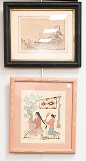Large Framed Lot to include, large Japanese woodblock, depicting sage with magical horse, 13 1/4" x 49"; assorted group of South American prints and l