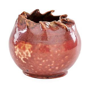 GEORGE OHR Vase, raspberry glaze