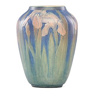 A.F. SIMPSON; NEWCOMB COLLEGE Large vase w/ irises