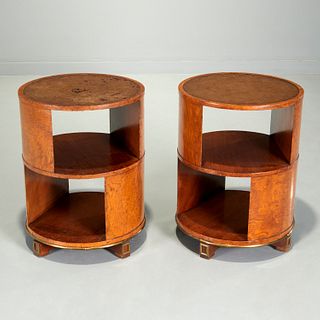 Nice pair Art Deco revolving bookcase tables