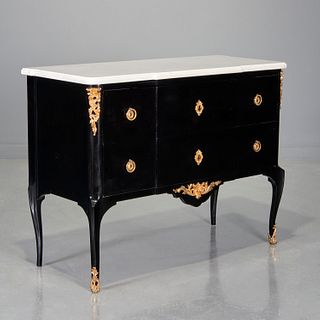 Louis XV/XVI style black lacquered commode