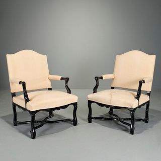 Pair Maison Jansen style lacquered fauteuils