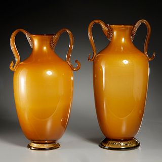 Stefano Toso, pair monumental Murano urns