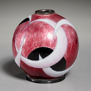 Camille Faure, Art Deco enamel globular vase