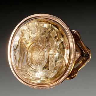 Antique Victorian gold and citrine intaglio pendant