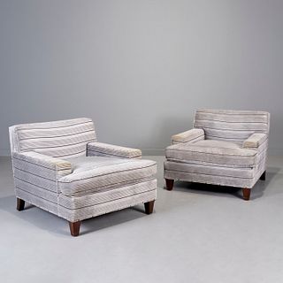 Pair custom Designer oversized lounge chairs
