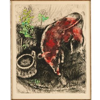 Marc Chagall, hand-colored etching, 1952