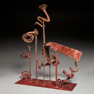 Joan Sherman, red patinated bronze sculpture