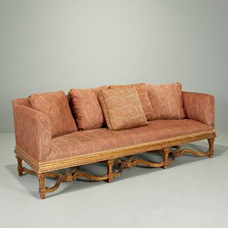 Antique Louis XIV style giltwood canape sofa