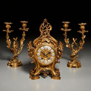 Tiffany & Co, Louis XVI style clock garniture