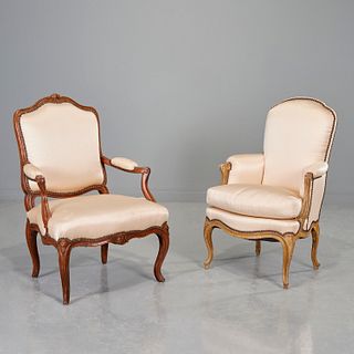 (2) Antique Louis XV style fauteuils, De Angelis