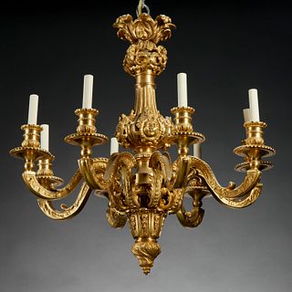 Louis XIV style gilt bronze 8-arm chandelier