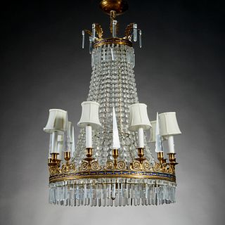 Baltic Neoclassical ormolu and crystal chandelier