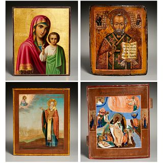 Group (4) Russian icons, oil on panel