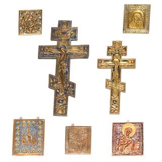 Group (7) enameled Russian icons