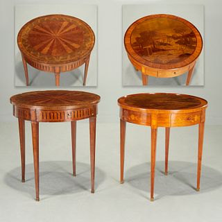 (2) Continental Neoclassic scenic marquetry tables