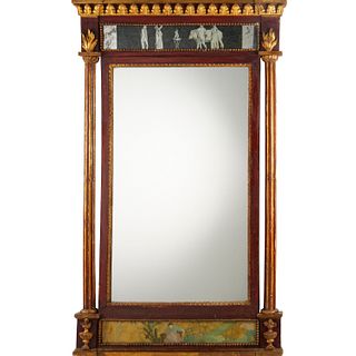 Continental Neoclassic gilt eglomise pier mirror
