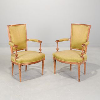 Period pair Louis XVI fauteuils, ex-Sotheby's